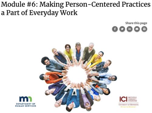 Landing page for module 6, making person-centered practices a part of everyday work